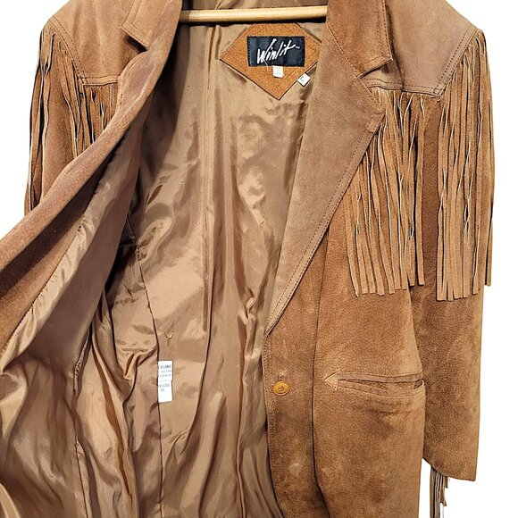 Winlit Suede Fringe Vintage Jacket Fully Lined Western Gender Neutral 1970s - Picture 2 of 7